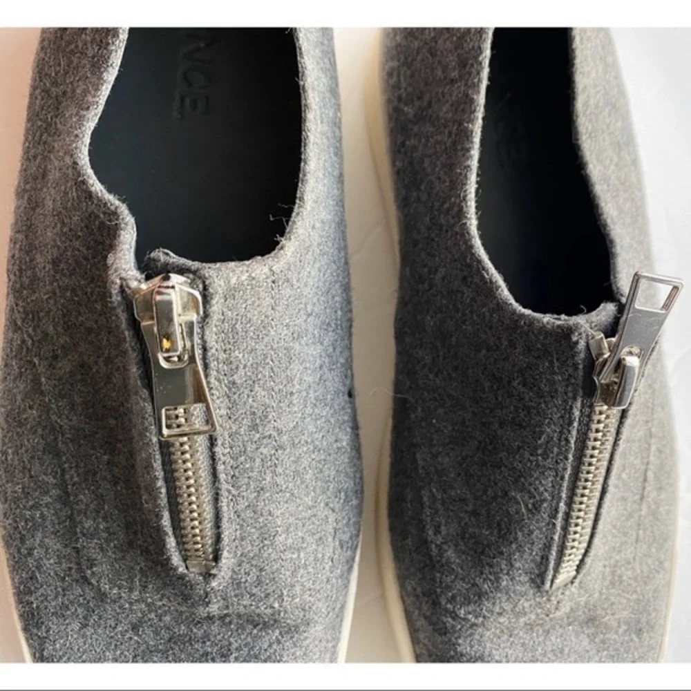 Vince • Grey Flannel Felt Zipper Warner Platforms